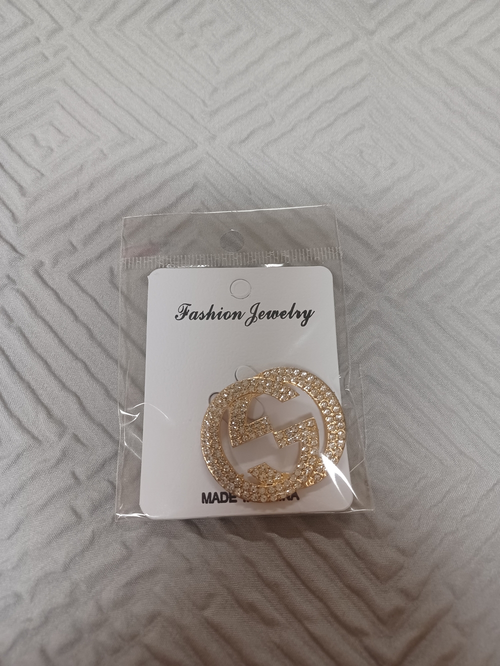 Fashion Jewelry Gold Crystal Circle Brooch